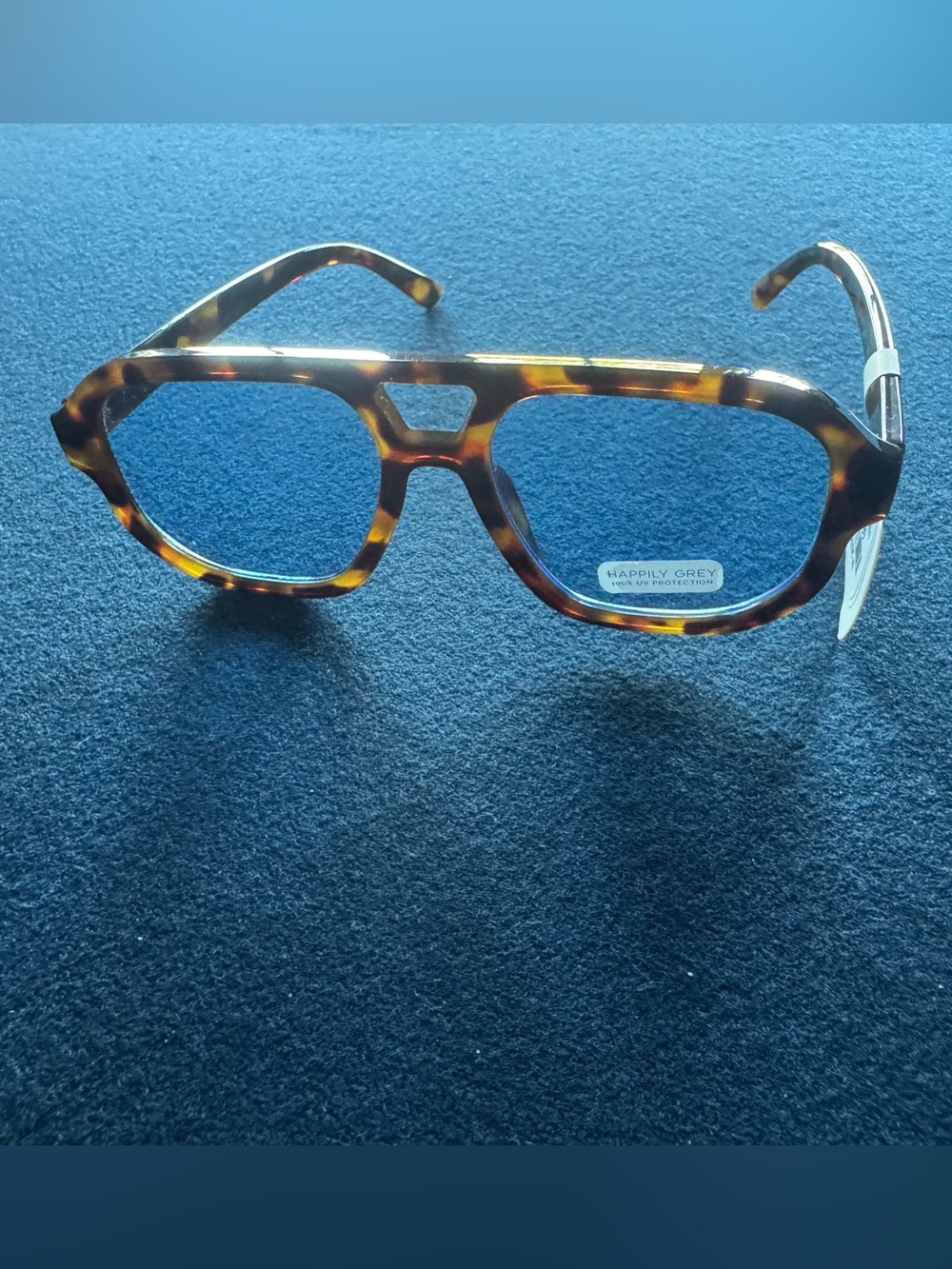 Happily Grey Tortoise Frame Sunglasses w/blue lenses-unisex/women’s listing!